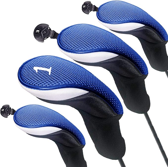 FINGER TEN Golf Club Head Covers Woods Driver Fairway Hybrid 3/4/5 Set, Headcovers Men 1 3 5 7 X Interchangeable Number Tag, Fit All Wood Clubs