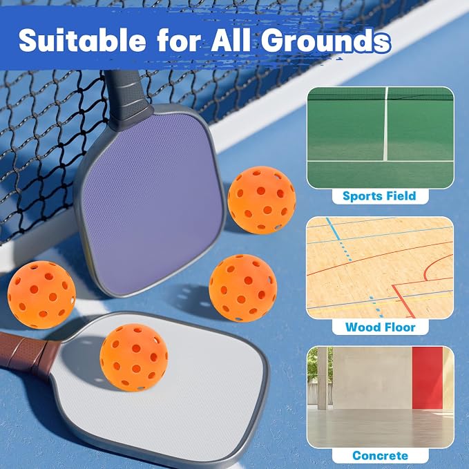 SAYAYA 24/50 Pack Outdoor Pickleball Balls Premium High Visibility Pickleballs Stable Flight & Consistent Bounce 40 Holes Pickle Balls with Mesh Bag for Beginners, Tournaments, Family & Outdoor Play