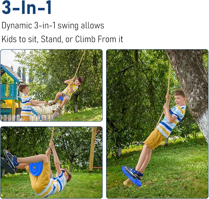 IFOYO Tree Rope Swing Disc, Rope Swings Round Kids Swing Seat Strong Disc Swings for Outdoor Backyard Playground Holds 220lbs/100kg for 3-10 Years Kids Children, Blue