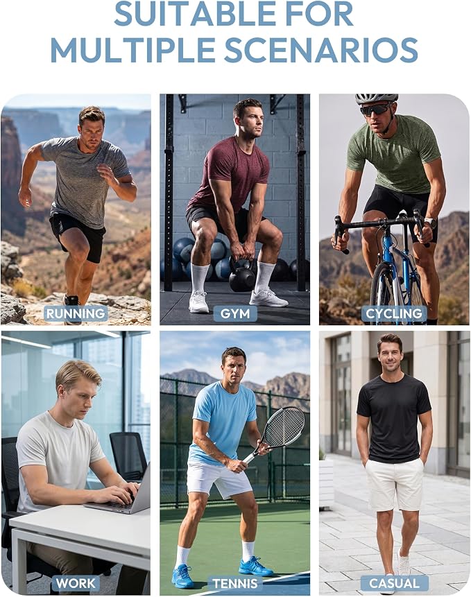 Workout Shirts for Men Short Sleeve Quick Dry Athletic Gym Active T Shirt Moisture Wicking