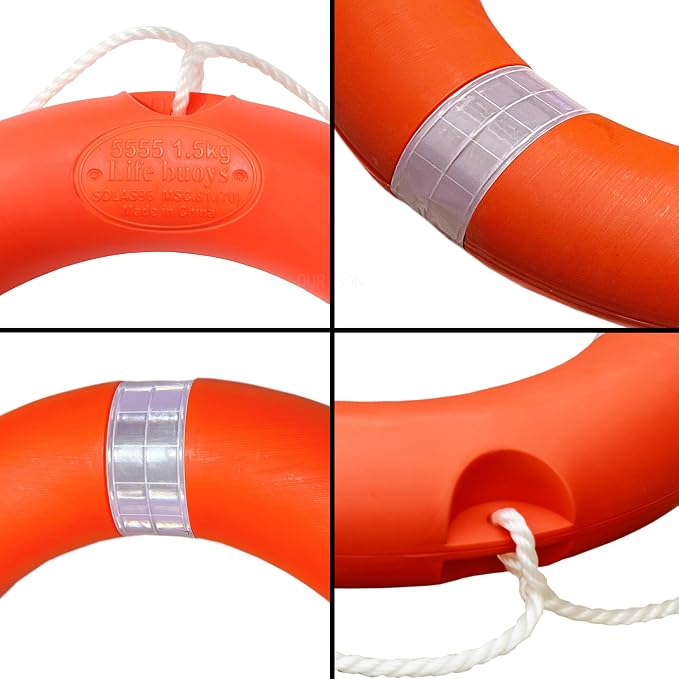 23 inch/ 28 inch Boat Safety Throw Ring, Life Rings for Boats with Water Floating Lifesaving Rope 98.4FT, 1.5KG/ 2.5KG International Standard Boat Life Preserver Ring Buoy with Reflective Strip