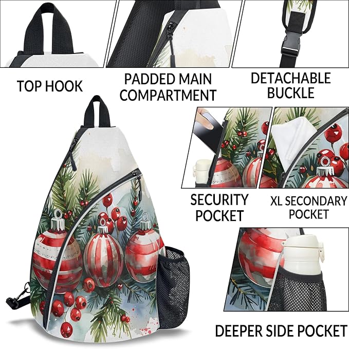 Pickleball Bag for Women Men Adjustable Crossbody Sling Backpack Hold Paddle Accessories