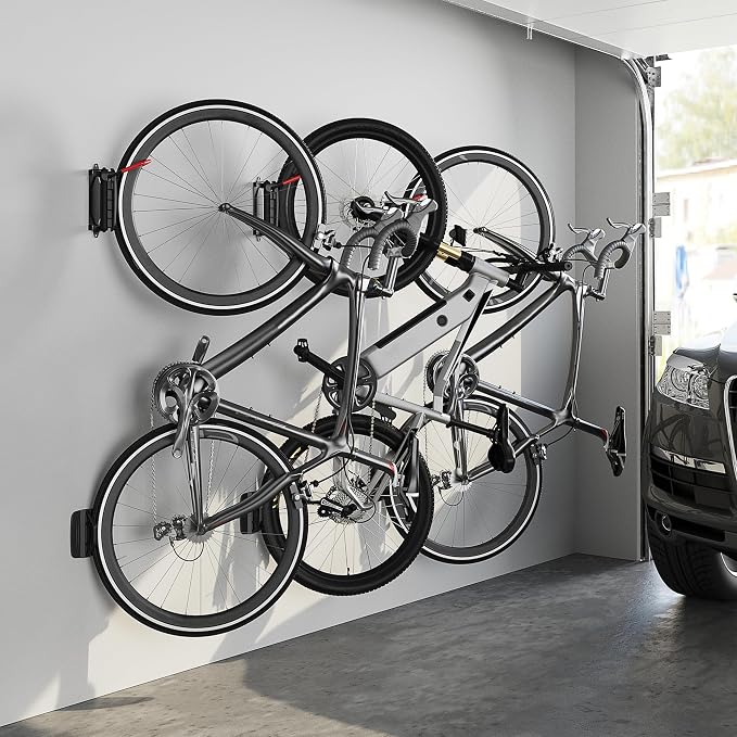 monTEK Swivel Bike Wall Mount – 2 Pack Garage Bike Hanger & Space-Saving Vertical Bike Rack for Garage & Apartment, Sturdy Bike Storage Hook Holds 66 lbs, Easy Installation & Scratch-Proof Design