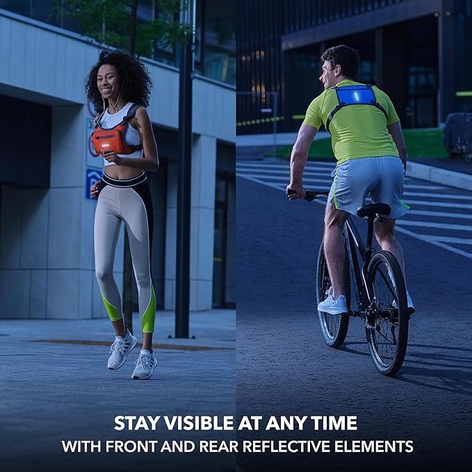 Trailoom Running Chest Pack, Reflective Vest, Water Repellent, Phone Holder, Workout Bag for Runners, Cycling, Biking, EDC Pouch, Jogging Carrier, Hidden Pocket, Men & Women, Lightweight