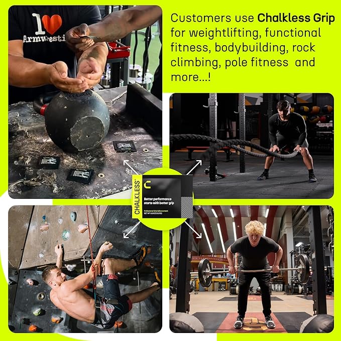 Chalkless Grip Enhancer - Premium Liquid Chalk Alternative & Less Mess Hand Chalk for Weightlifting, Powerlifting, Yoga, Gaming, Climbing, and More, Non-Toxic Long-Lasting & Reliable