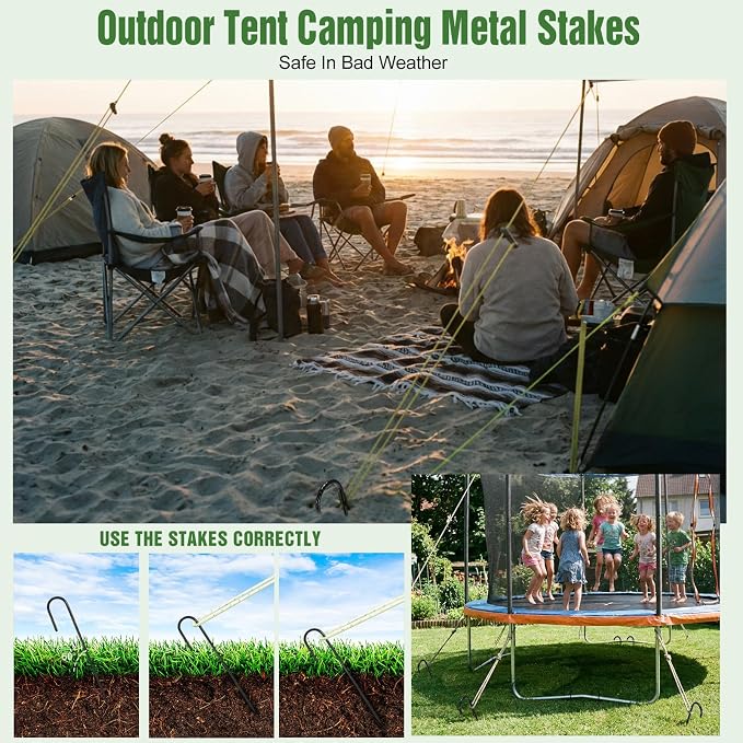 Gisafai 40 Pcs 24 Inch J Hook Rebar Stakes, Garden Ground Stakes Heavy Duty Tent Stake Ground Anchors Steel Plant Support Stake Long Straight Metal Spikes with Chisel Point End for Concrete Timber