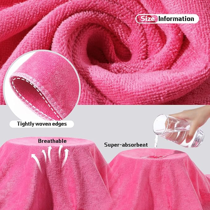Mixweer 2 Pcs Oversized Bath Towels, 40 x 80 Inch Giant Microfiber Jumbo Bath Sheets Ultra Soft Bathroom Microfiber Quick Dry Absorbent Shower Towels for Spa Camping Beach (Hot Pink)