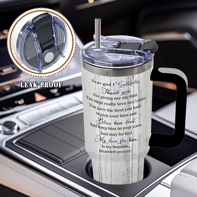 DUUV Christian Gifts for Men, Christian Tumbler 40 Oz, Birthday Religious Gifts for Your Dad from Son Daughter, Spiritual Bible Verse Catholic Gift for Men Dad, to My Dads Tumbler, 1PCS