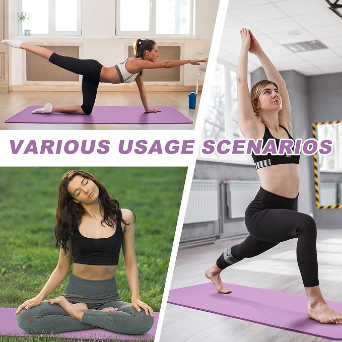 Signature Fitness Extra Thick High-Density Foam Yoga Mat – Multiple Thicknesses (1/2" & 1") / Multiple Colors – Double-Sided Non-Slip Surface – with Carrying Strap for Pilates, Yoga & Home Workouts