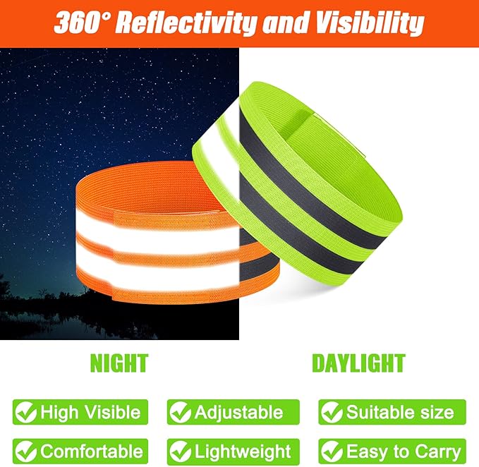 150 Pieces Reflective Arm Bands for Night Walking Ankle Band for Runners Reflective Wrist Band Cycling Running Gear Reflector High Visibility Tape Straps