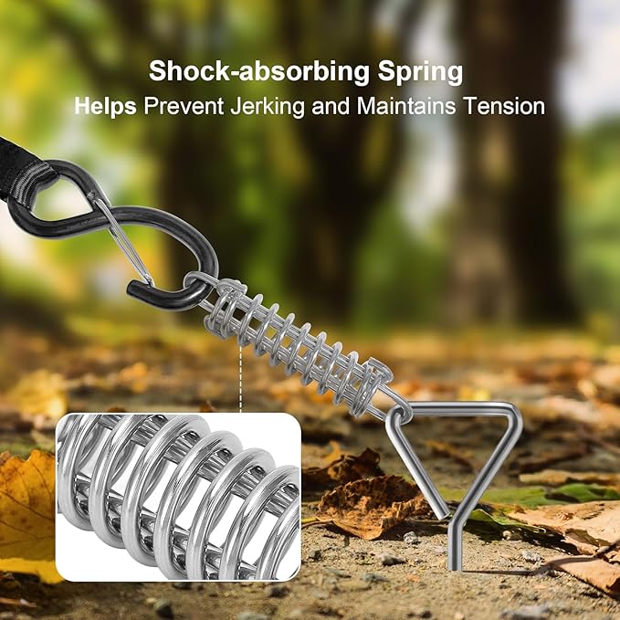 RV Awning Tie Down Kit for Wind-Proof - WanDwel Heavy Duty Camper Anchors Canopy Support Part with Shock Absorbing Spring & 13ft Ratchet Straps for Outdoor Travel Trailer Accessories Set