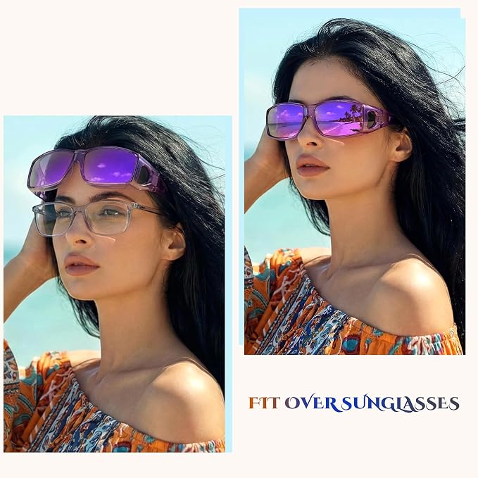 LVIOE Over Glasses Sunglasses Wrap Around Polarized Sunglasses for Men Women Fit Over Prescription Glasses with UV Protection