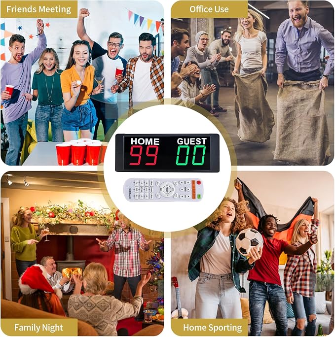 YZ LED Portable Digital Scoreboard, Tabletop Electronic Scoreboard with Remote, Score Keeper for Games Cornhole/Basketball/Ping Pong/Baseball/Tennis/Volleyball Indoor Outdoor