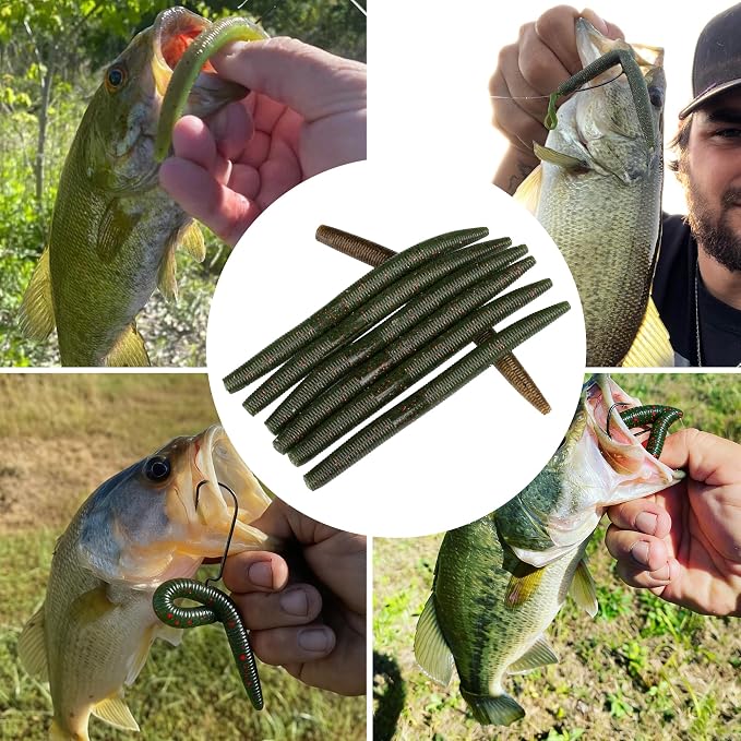 4"/5" Senko Worms Kit, Salt Impregnated Soft Plastic Lures | 30/50/78/100 Wacky Worms for Bass Fishing, Freshwater & Saltwater Applications,Artificial fishing bait