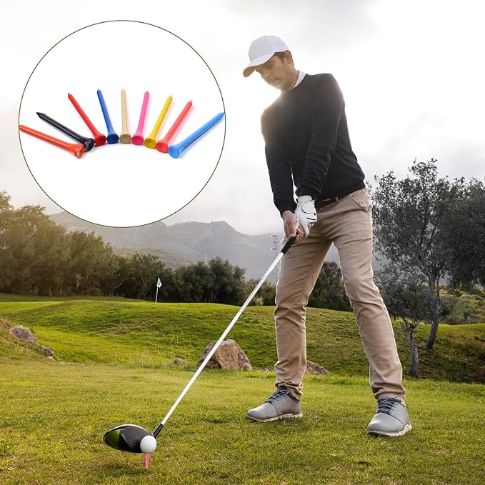 500 Pieces Color Golf Tees Wood Golf Tees Bulk 3-1/4 Inch Unbreakable Long Colored Tall Golfs Tee for Men Women Kids Balls Game