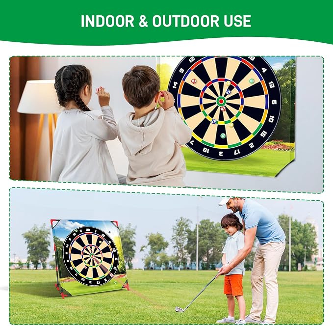 Golf Chipping Game with Stand,Upgrade 54"x 54" Golf Hitting Mat and Practice Set with Sticky Balls Perfect for Backyard Indoor Outdoor Family Battle Game,Christmas Ideal Gifts for Kids Adults (Green2)