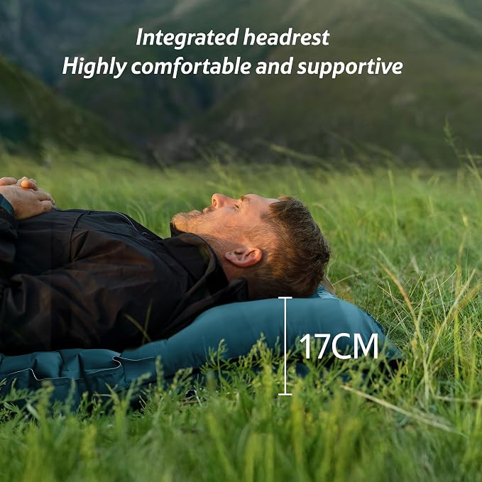 Naturehike Camping Sleeping Pad, Ultralight Inflatable Sleeping Mat with Pillow &Air Pump Sack, 3.74 Inch Lightweight Air Mattress for Camping, Backpacking, Hiking, Traveling