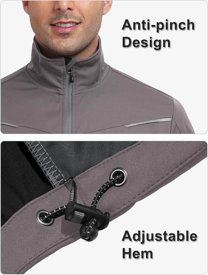 Little Donkey Andy Men's Convertible Sleeve Softshell Jacket Water Resistant Breathable Outdoor Jacket for Golf Hiking