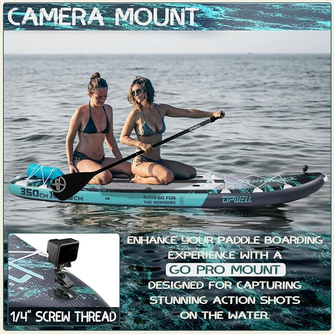 UPWELL 10'6"/11'/11'6" Inflatable Paddle Board, Stand Up Paddlboard for Youth & Adults, Stable Design, Premium SUP Accessories, Backpack, Leash, Hand Pump, Fins