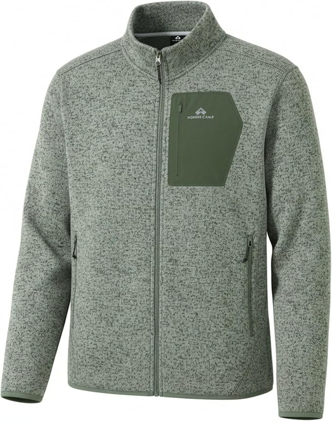 Pioneer Camp Men's Fleece Jackets Full Zip Lightweight Winter Warm with Zipper Pockets Athletic Camping Outwear Coat