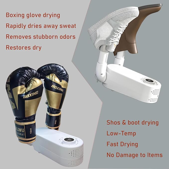 Boxing Glove Dryer, Boot & Shoe Dryer - Portable Foldable Drying Rack with Heat Blower & UV, Constant 118.4°F, 2-H Timer