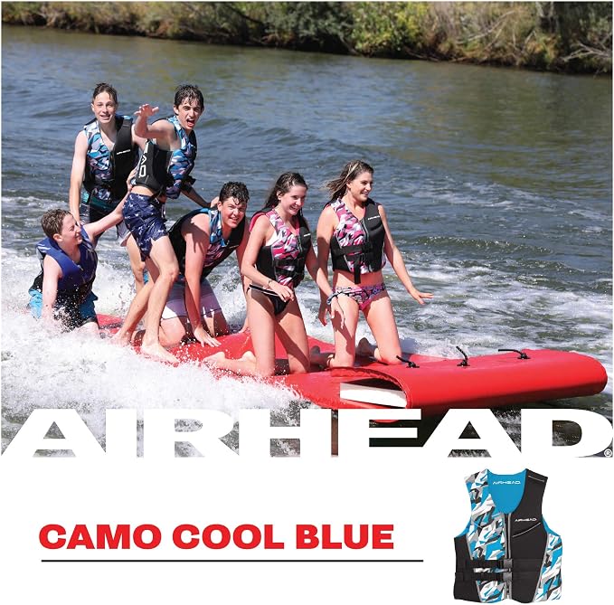 Airhead CAMO Cool Kwik-Dry Neolite Flex Life Jacket for Adults - USCG Approved Life Vest for Women & Men, Lightweight Flexible Watersports Vest for Boating, Wakeboarding, Kayaking & Jet Skiing