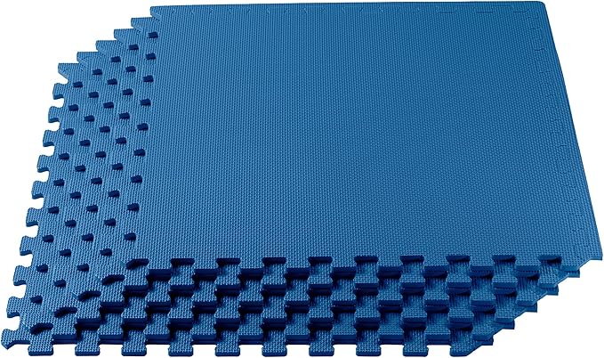 We Sell Mats 1/2 Inch Thickness Multipurpose EVA Foam Floor Tiles, Interlocking Floor Mat for Indoor Gym and Home Use, 24 in x 24 in, Blue, 24 Square Feet (6 Tiles)