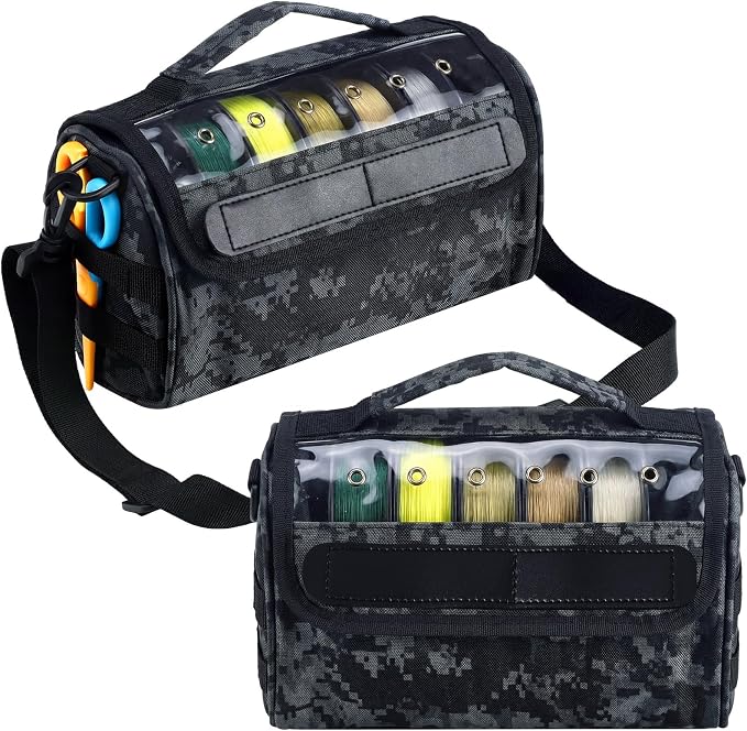 2 Pcs Fishing Line Storage Bag Tangle-free Line Management Bag for Father Gifts Clear View Window Water Resistant Removable Divider Leader Lines Holder Fishing Spool Organization