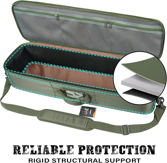QualyQualy Fly Fishing Rod Travel Case, Heavy-Duty Fly Rod Bag Padded Protection & Portable Travel Fishing Rod Case with Shoulder Strap