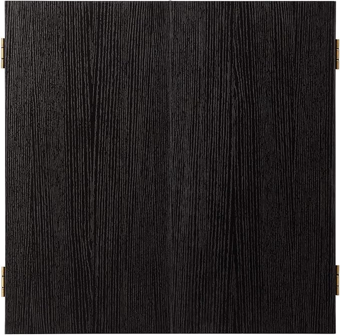 Viper Hideaway Dartboard Cabinet Set with Steel-Tip Dart Board, Reversible Board with Baseball Game Option, Two Sets of Darts, Chalk Scoreboards, and Matte Black Finish