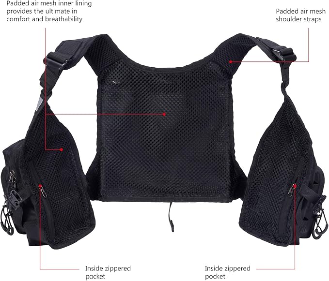 BASSDASH FV08 Ultra Lightweight Fly Fishing Vest for Men and Women Portable Chest Pack