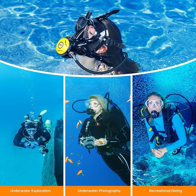 DIDEEP Full Face Diving Mask, Snorkeling Mask Adjustable Silicone for Adults, Scuba Mask with Camera Mount, 180° Panoramic View for Diving and Snorkeling