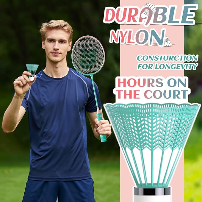 Badminton Rackets Set of 4 for Outdoor Backyard Games,Including 4 Rackets, 6 Nylon Shuttlecocks, 4 Replacement Grip Tapes and 1 Carrying Bag, Lightweight Badminton Racquets for Kids Adults Beginners