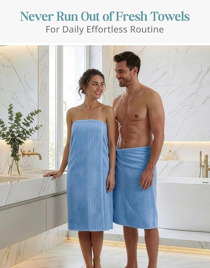 Casa Platino 100% Cotton 2 Pack Bath Towels (30"x60") - Ring Spun Mercerized Cotton Bathroom Towels Set - Quick Dry, Soft & Absorbent Large Bath Towels - Machine Wash in Cold Water - Cerulean Blue
