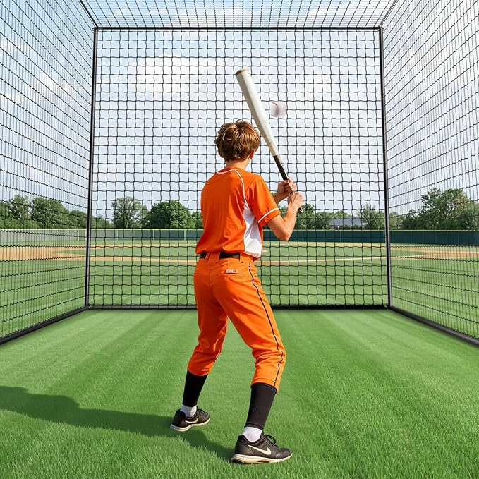 VEVOR Baseball Batting Cage,Professional Softball Baseball Batting Hitting Training Net,Heavy Duty Enclosed PE Practice Portable Pitching Cage Net&Carry Bag,for Backyard,Field,Indoor&Outdoor