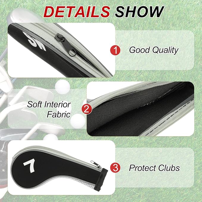 PATIKIL Golf Club Head Cover, Number Golf Club Irons Covers Neoprene Driver Headcover Golf Lovers Gifts