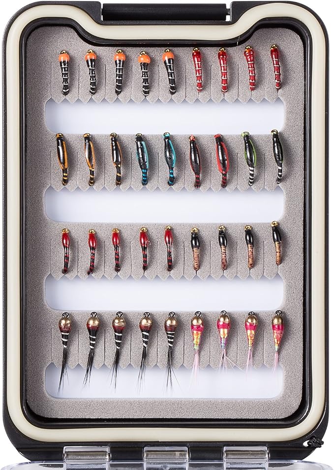 BASSDASH Fly Fishing Flies Kit Fly Assortment Trout Bass Fishing with Fly Box with Dry/Wet Flies, Nymphs, Streamers, Popper