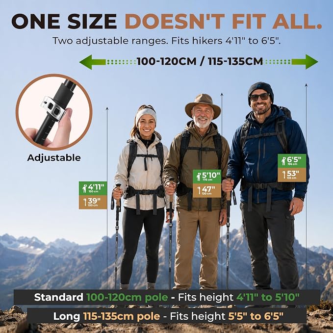 Trekology Trek-Z Collapsible Hiking & Trekking Poles - Balance Support for Seniors, Women, and Men, 2pc Per Set