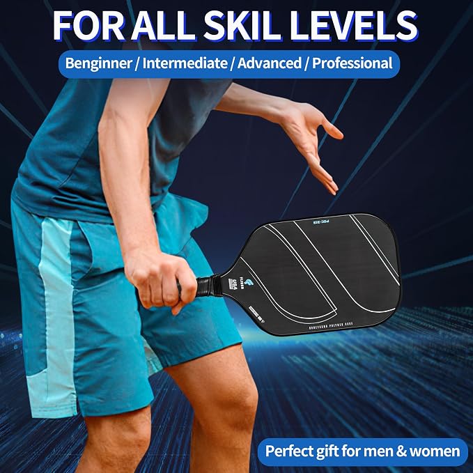Pickleball Racquet T700 Raw Carbon Fiber Surface (CFS) Thermoformed Pickleball Paddles for high grit and Spin, USAPA approved16mm PP Honeycomb core with Pickleball Racket Cover (Thermoplastic Black)