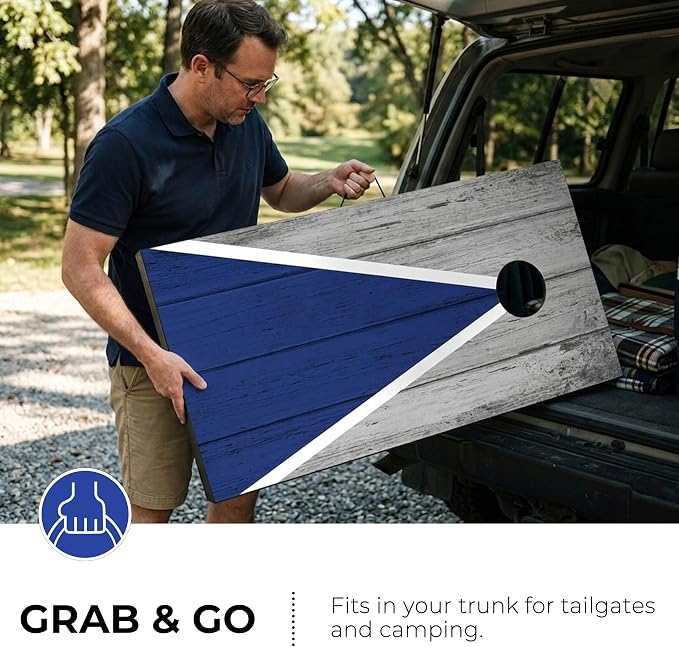 Portable Cornhole Board Set - Premium MDF Wood Corn Hole Game with 8 Regulation Bean Bags, for Backyard, Camping, and Outdoor Tailgating - Choose 3x2' Tailgate or 4x2' Regulation Size