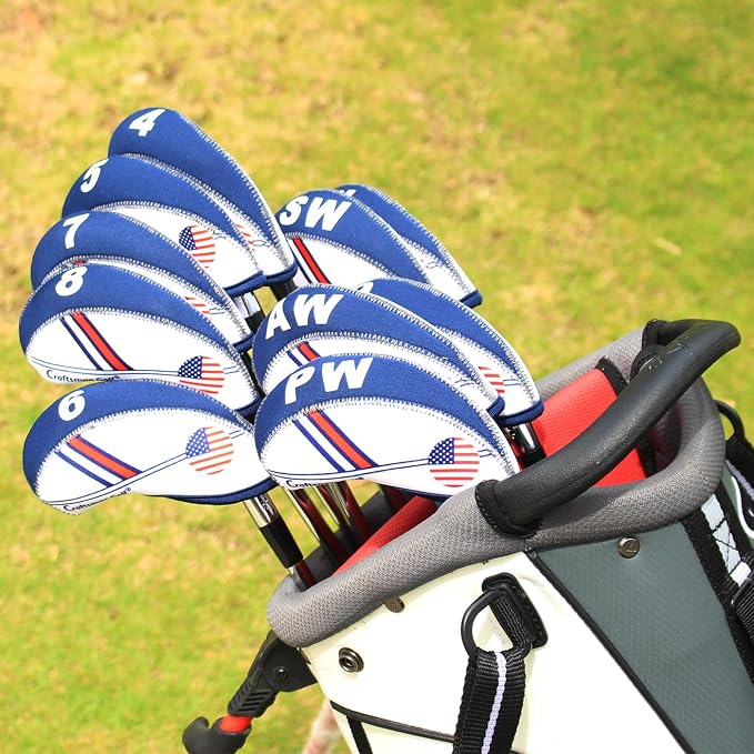 Craftsman Golf US Flag Neoprene Golf Club Head Cover Wedge Iron Protective Headcover for Callaway, Ping, Taylormade, Cobra, Etc.