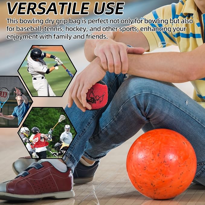 TonGass Microfiber Ultra Dry Bowling Grip Ball, Microfiber Bowling Grip Bags, Bowlings Powder Bag for Hands Use - Black & Red