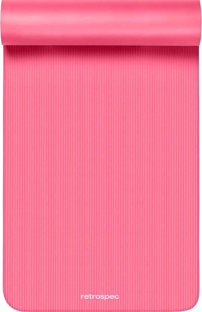 Retrospec Solana Yoga Mat 1" Thick w/Nylon Strap for Men & Women - Non Slip Exercise Mat for Home Yoga, Pilates, Stretching, Floor & Fitness Workouts