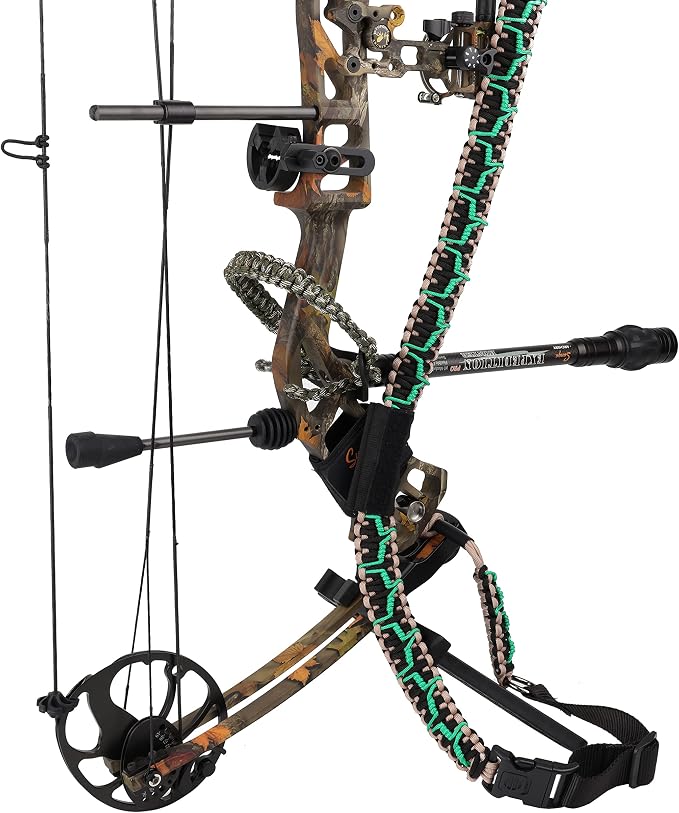 SUNYA Paracord Compound Bow Sling with V2 Upgraded Magnetic Connection System. Lightweight Hands Free Shoulder Carrying Sling for Bow Hunting, Field Archery and 3D