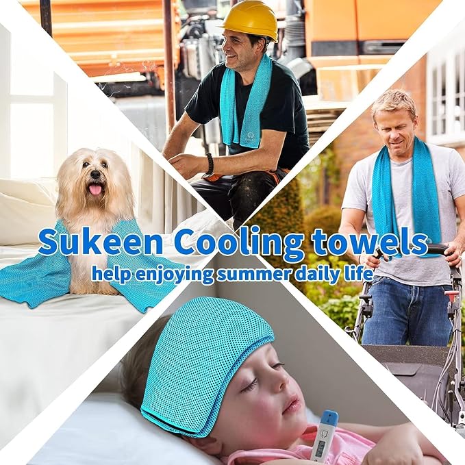 Sukeen Cooling Towel (40"x12"), Soft Breathable Cooling Towels for Neck and Face, Chilly Sweat Towel, Neck Cooling Wraps for Gym, Yoga, Sports, Camping, Hiking