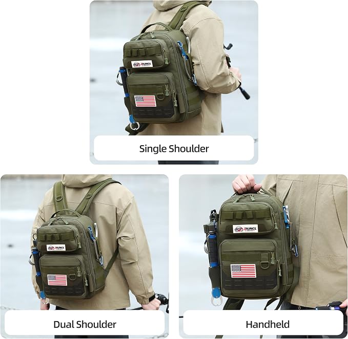 RUNCL Fishing Tackle Backpack, Lightweight Portable Gear Bag, Soft & Comfortable All Day Carry Design, Large Capacity Multi-Pocket Organizer Storage for Bass Fishing, Kayak, Bank & Shore Anglers