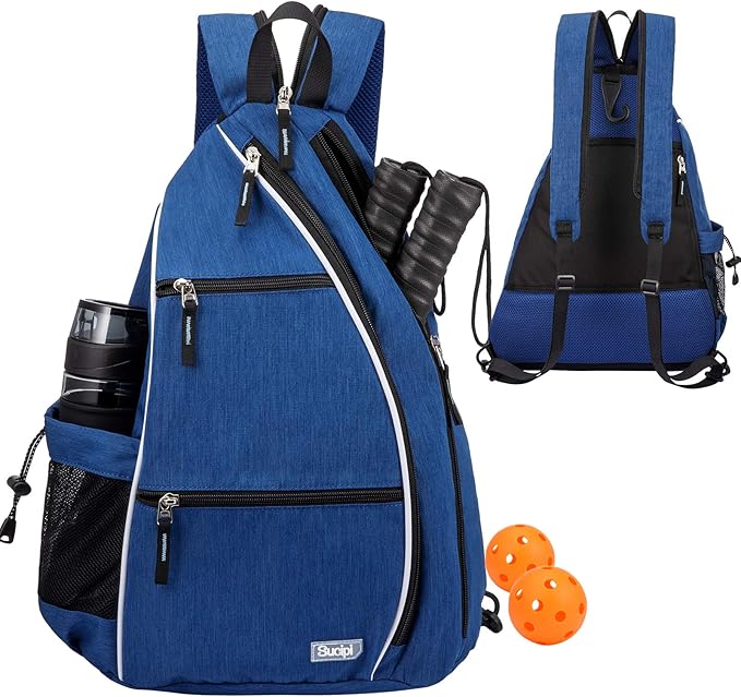 Sucipi Pickleball Bag - Men's & Women's Pickleball Backpack, Adjustable Sling Bag w/Fence Hook/Large Capacity/Safety Pocket