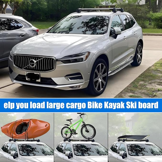 Psler Heavy Duty Roof Racks Cross Bars Compitable with Volvo XC60 2018 2019 2020 2021 2022 2023 2024 2025 with Metal Anti-Theft Lock, Aluminum Roof Rails Crossbars Anti-Theft Non-Corrosion