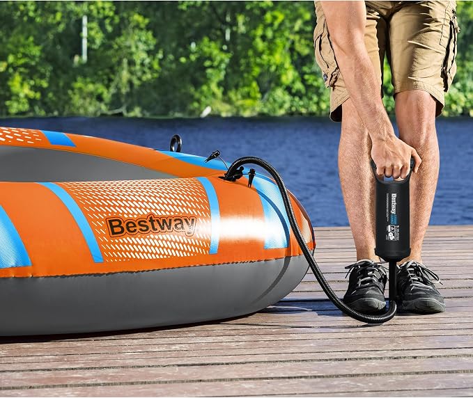 H2OGO! Kondor 3000 Inflatable Raft Set - 6'11" x 48" - Orange & Blue, Fits 2 Adults & 1 Child, Oars & Hand Pump, Water Sports Boat, 410lb Cap, Ages 6+