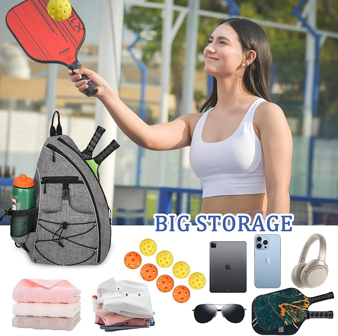 Goloni Pickleball Sling Bag for Men Women, Lightweight Pickleball Backpack with Fence Hook